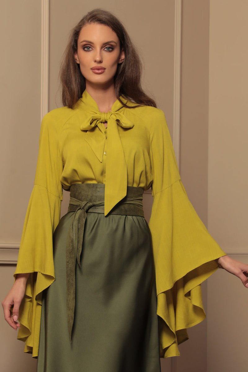 CEINTURE STYLE ENROULÉ - IMITATION DAIM EN VERT OLIVE - ESSENTIELS