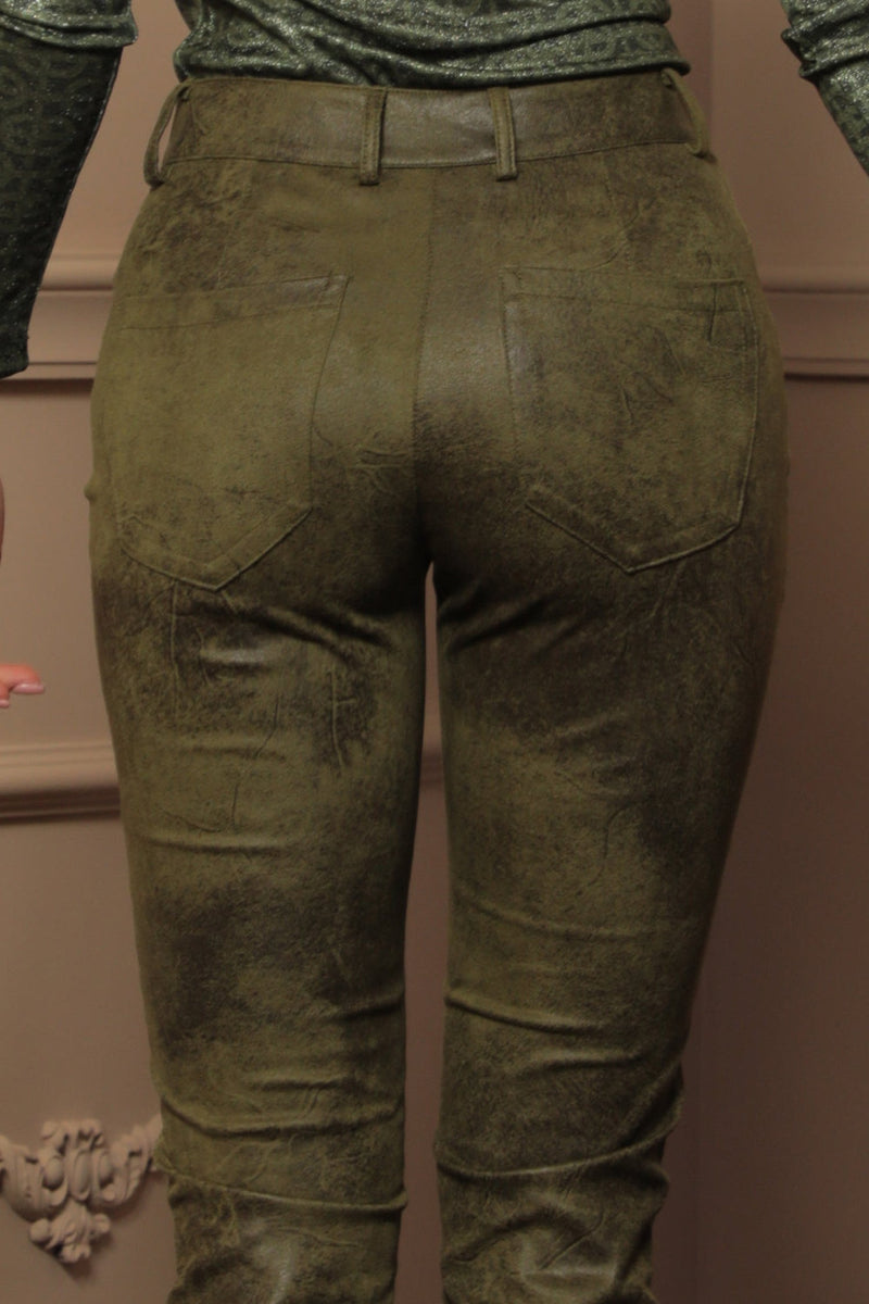 PANTALON SKINNY 5-POCHES EN VERT OLIVE - ESSENTIELS
