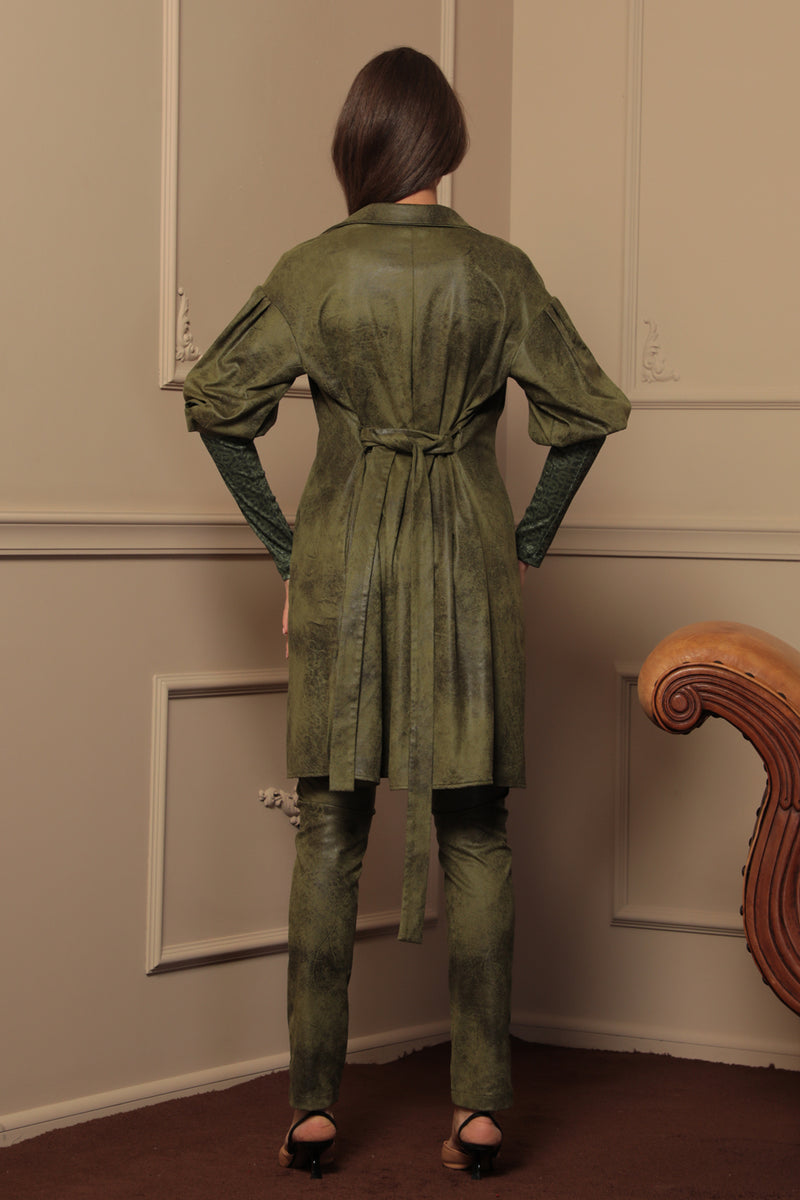 PANTALON SKINNY 5-POCHES EN VERT OLIVE - ESSENTIELS