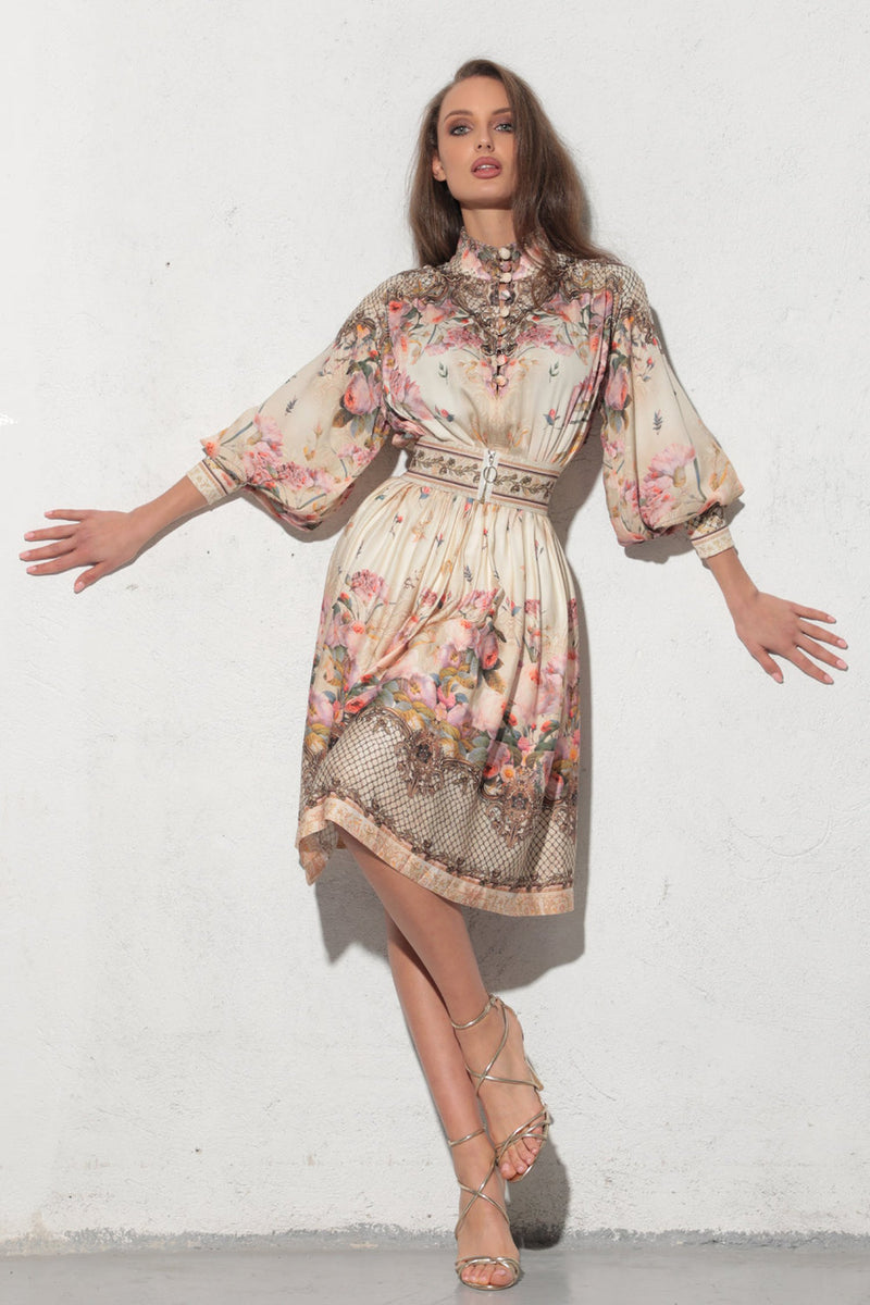 BOHO LONG-SLEEVE VISCOSE DRESS - BAROQUE FLOWERS JIORO РОКЛЯ С ДЪЛЪГ РЪКАВ ОТ ВИСКОЗА - BAROQUE FLOWERS JIORO