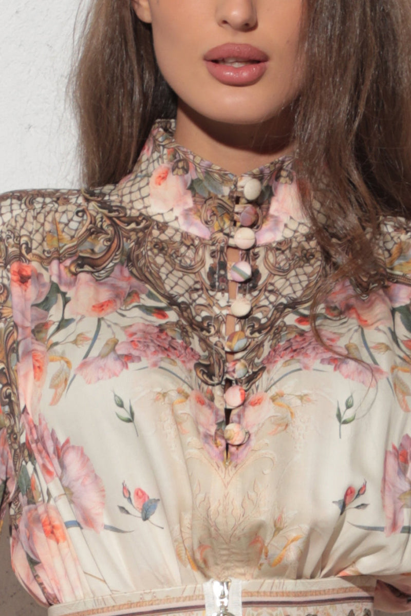 BOHO LONG-SLEEVE VISCOSE DRESS - BAROQUE FLOWERS JIORO РОКЛЯ С ДЪЛЪГ РЪКАВ ОТ ВИСКОЗА - BAROQUE FLOWERS JIORO