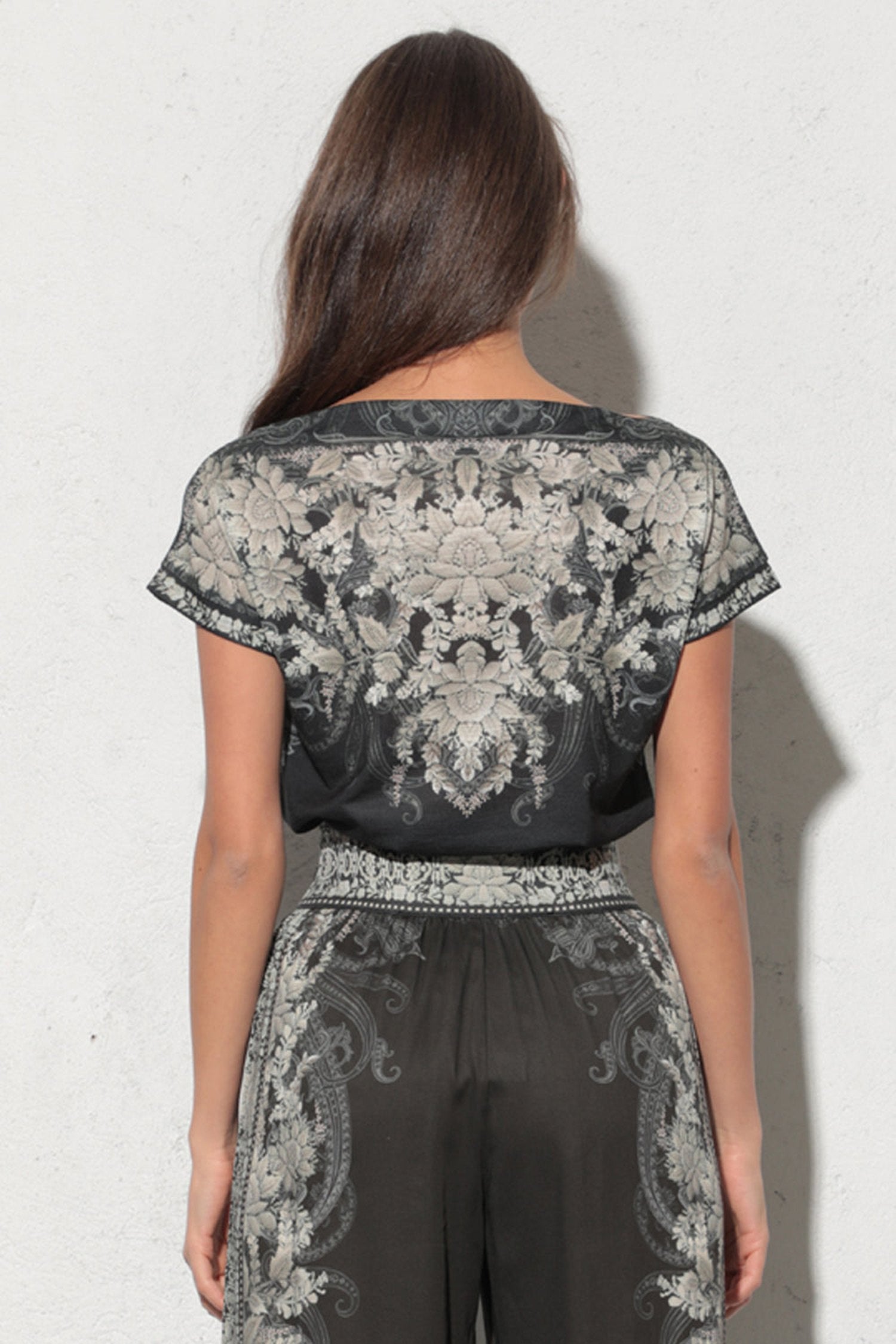 RELAXED FIT DROPPED SHOULDER BLOUSE - FROZEN LOTUS