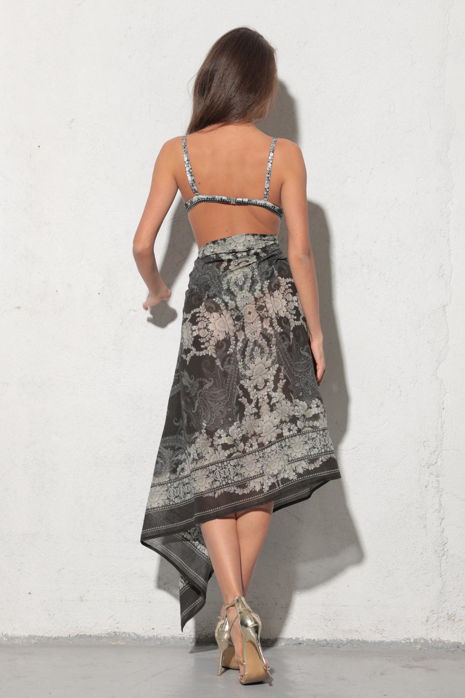 SILK VISKOSE SET OF PAREO AND SCARF - FROZEN LOTUS