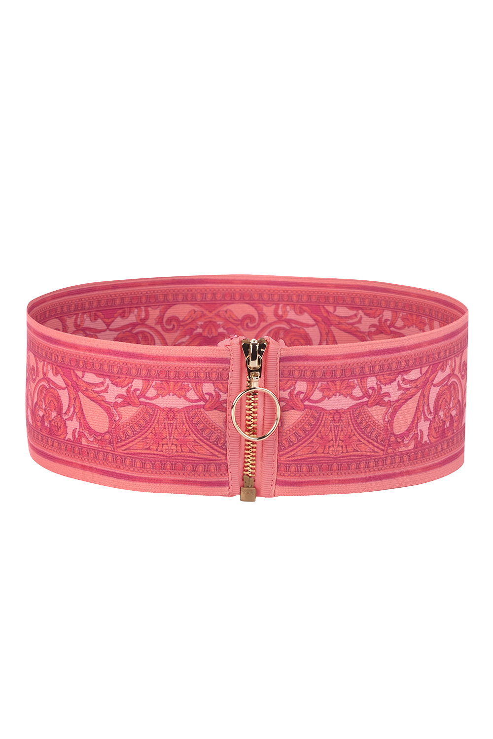 WIDE ELASTIC BELT WITH ZIPPER - BAROQUE CORAL