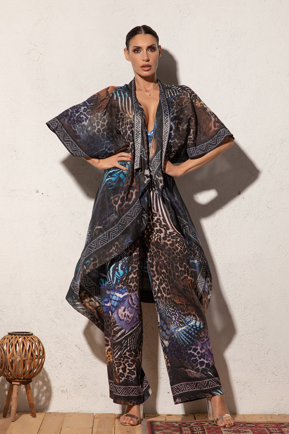 SILK COTTON KIMONO - LEO NEON DARK