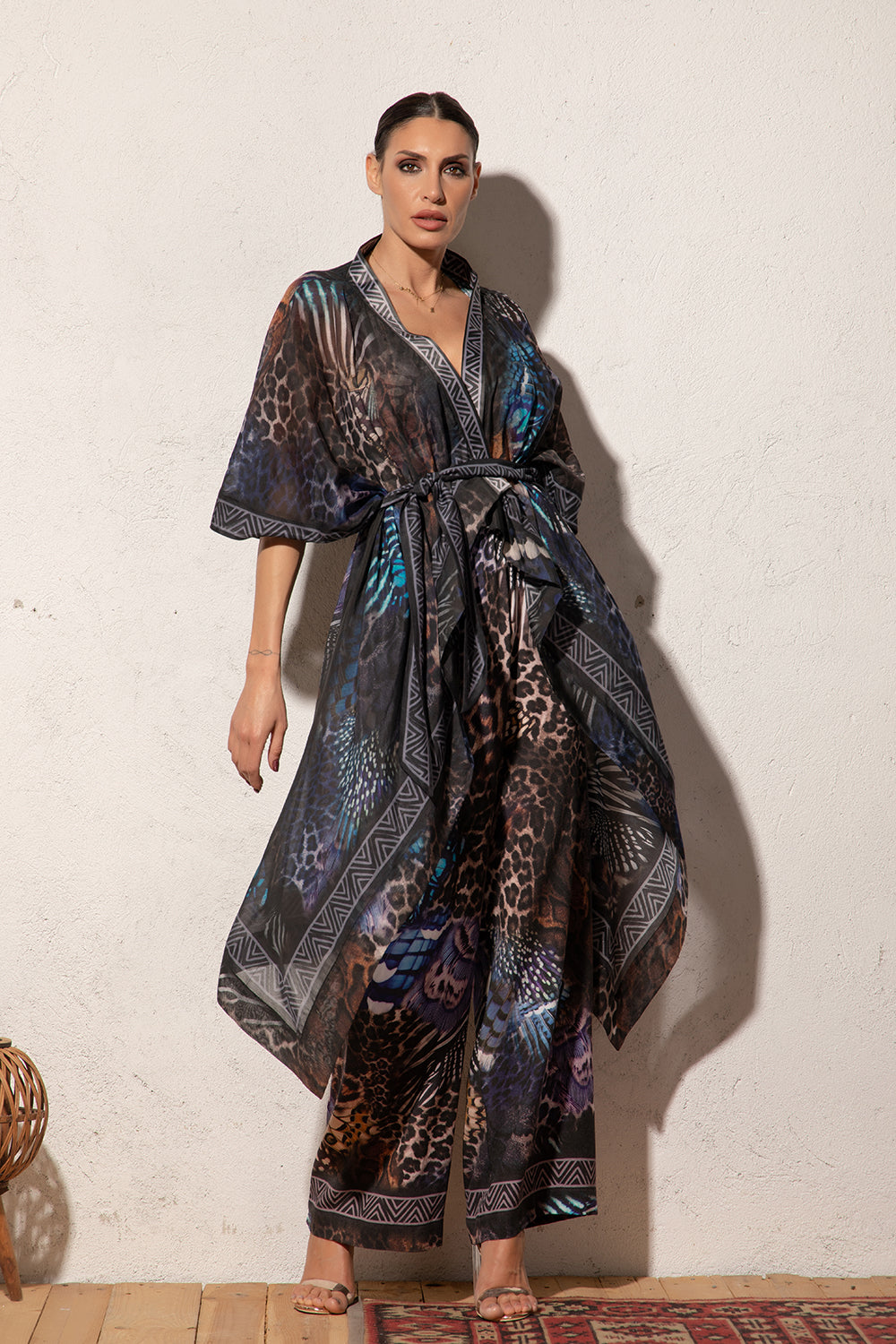SILK COTTON KIMONO - LEO NEON DARK