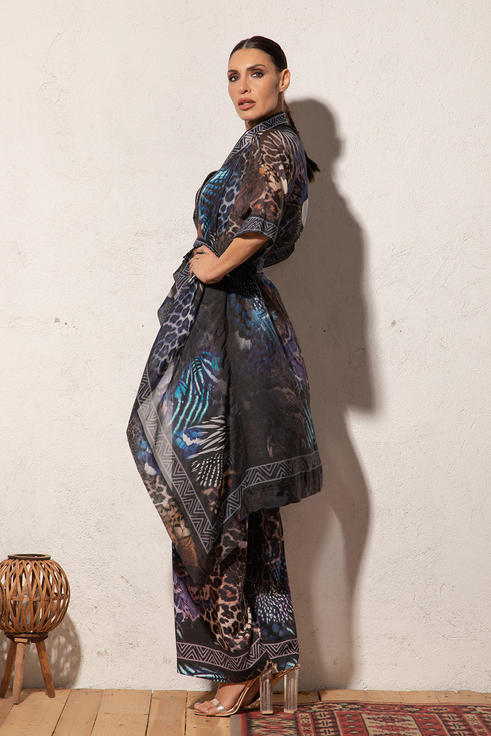 SILK COTTON KIMONO - LEO NEON DARK