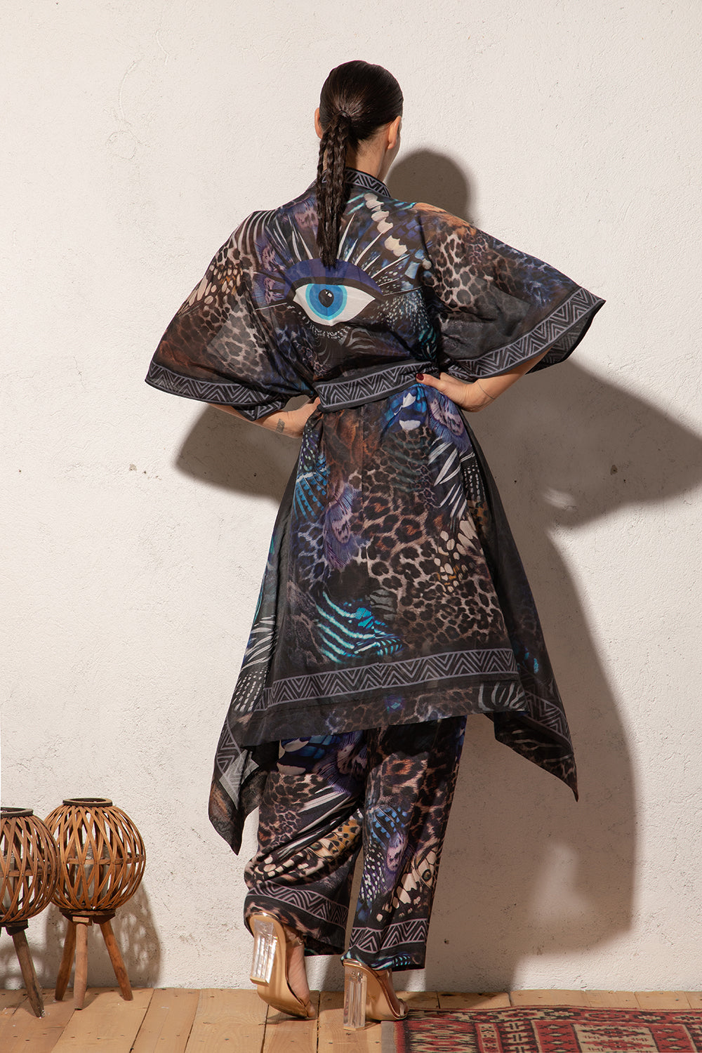 SILK COTTON KIMONO - LEO NEON DARK