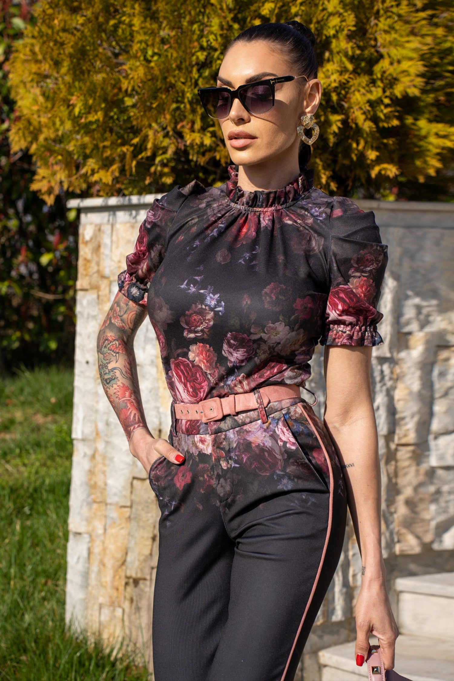 BLOUSE AVEC VOLANTS - FLEURS VINTAGE