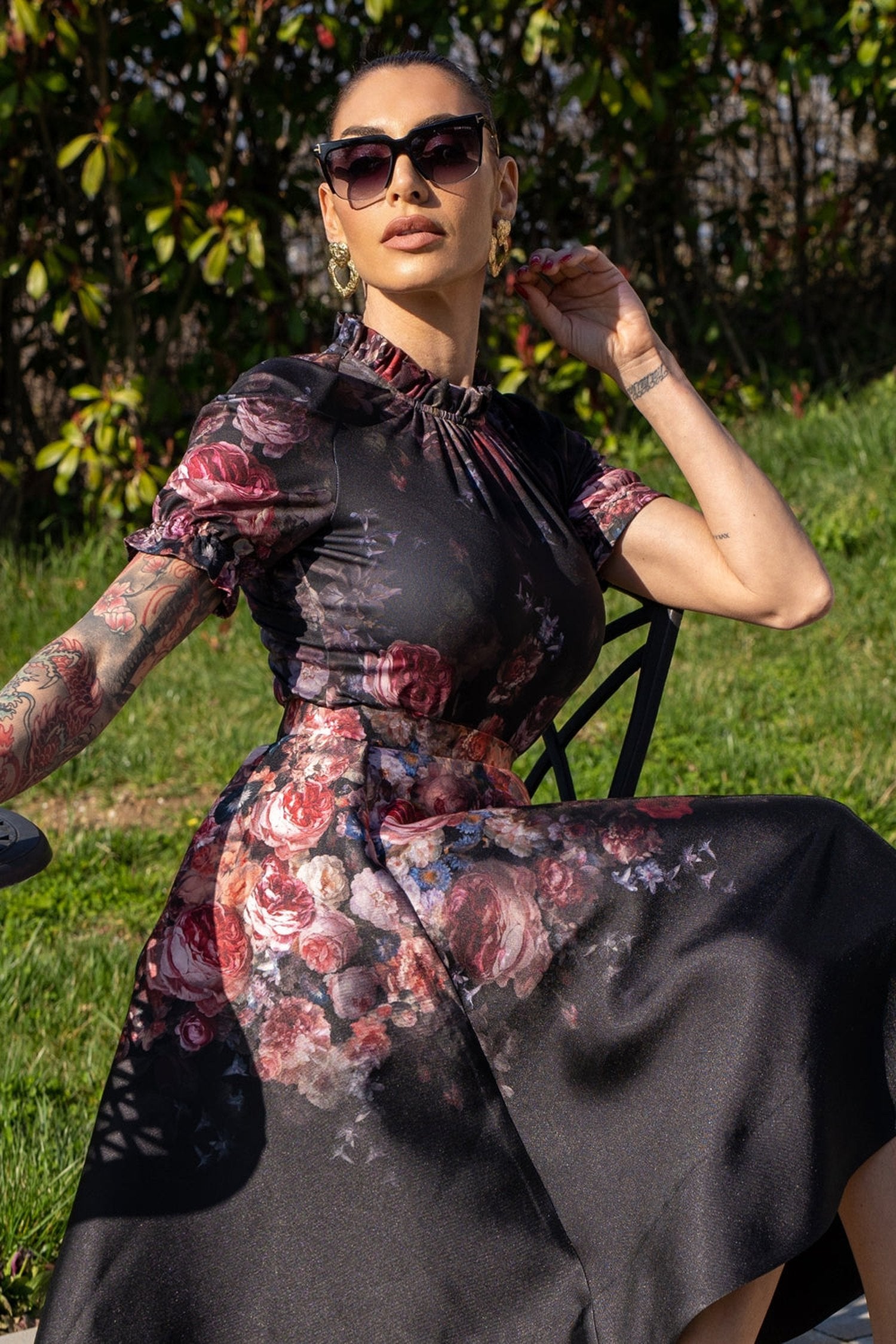 BLOUSE AVEC VOLANTS - FLEURS VINTAGE