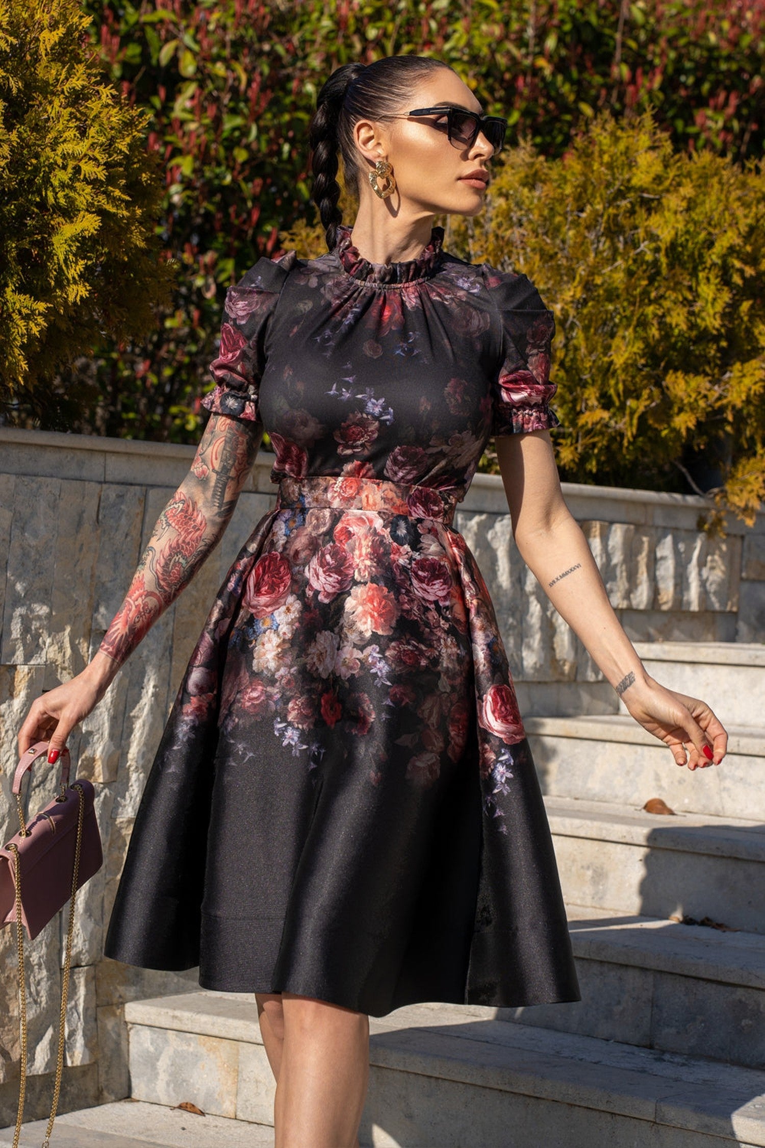 BLOUSE AVEC VOLANTS - FLEURS VINTAGE