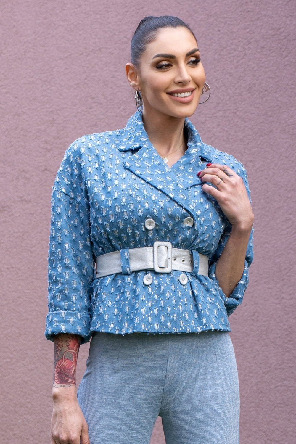 ΤΖΑΚΕΤ DENIM ΜΕ BROCADE - ESSENTIALS