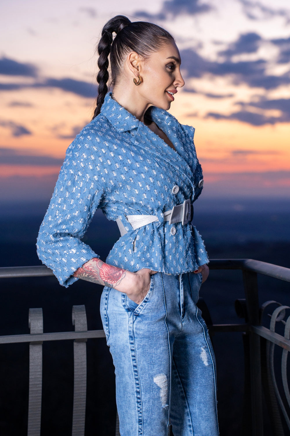 ΤΖΑΚΕΤ DENIM ΜΕ BROCADE - ESSENTIALS