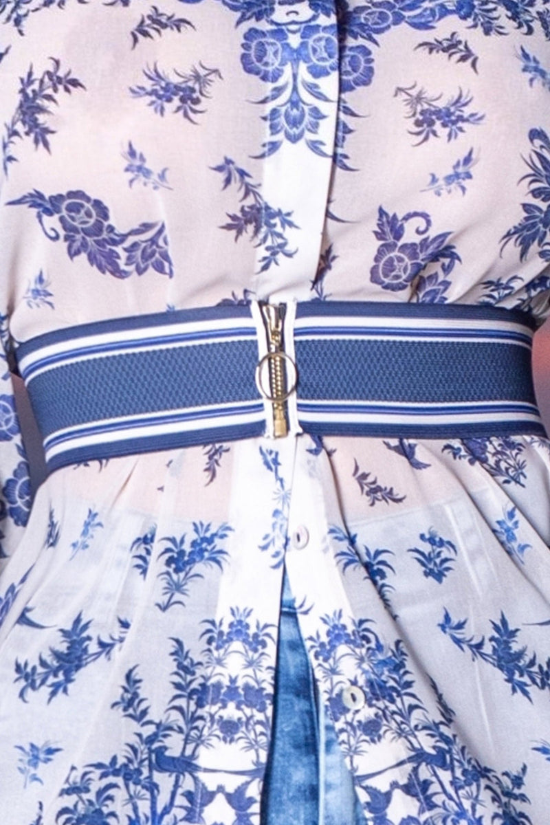 ELASTIC WIDE BELT WITH ZIPPER - ASIA SKY