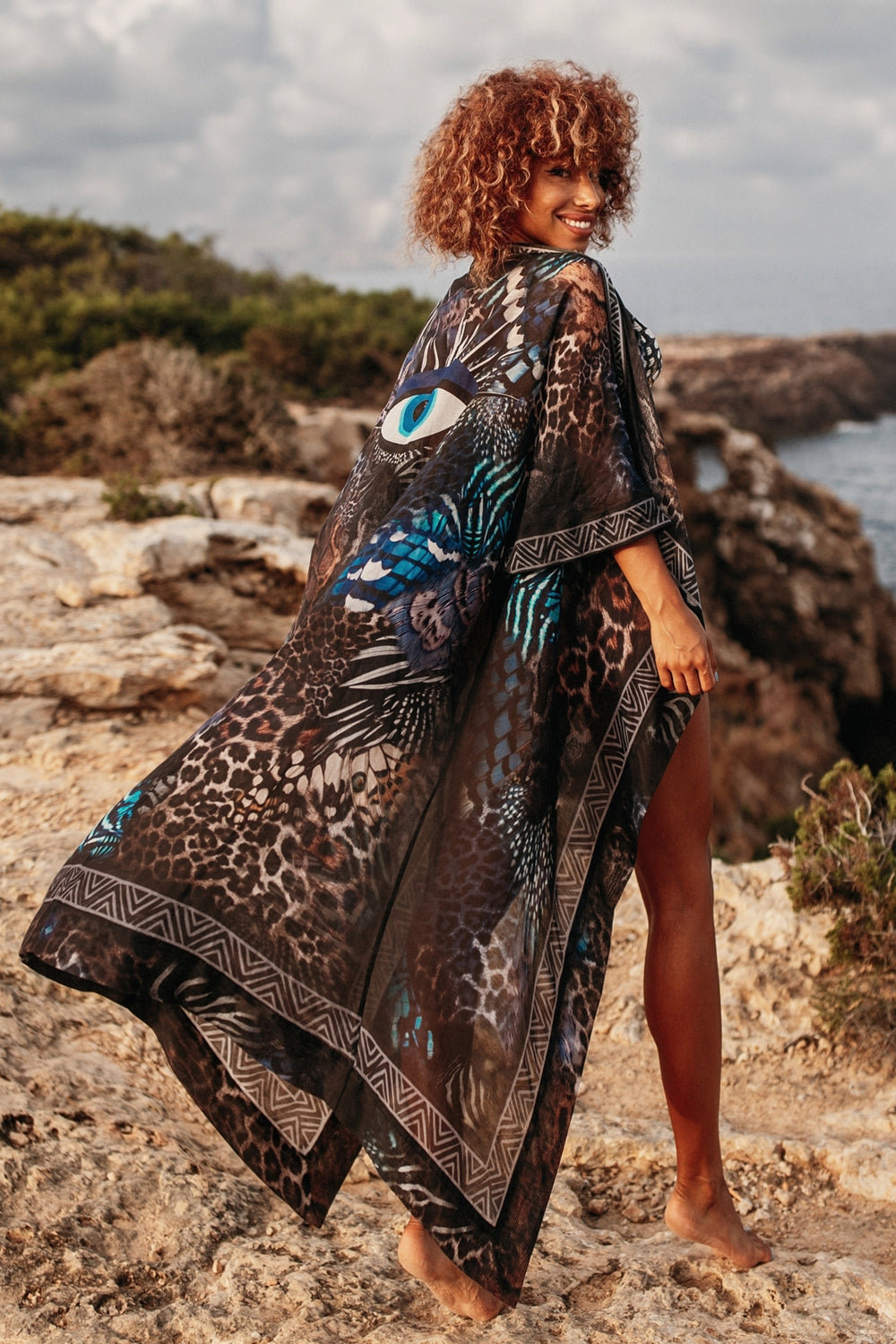 SILK COTTON KIMONO - LEO NEON DARK
