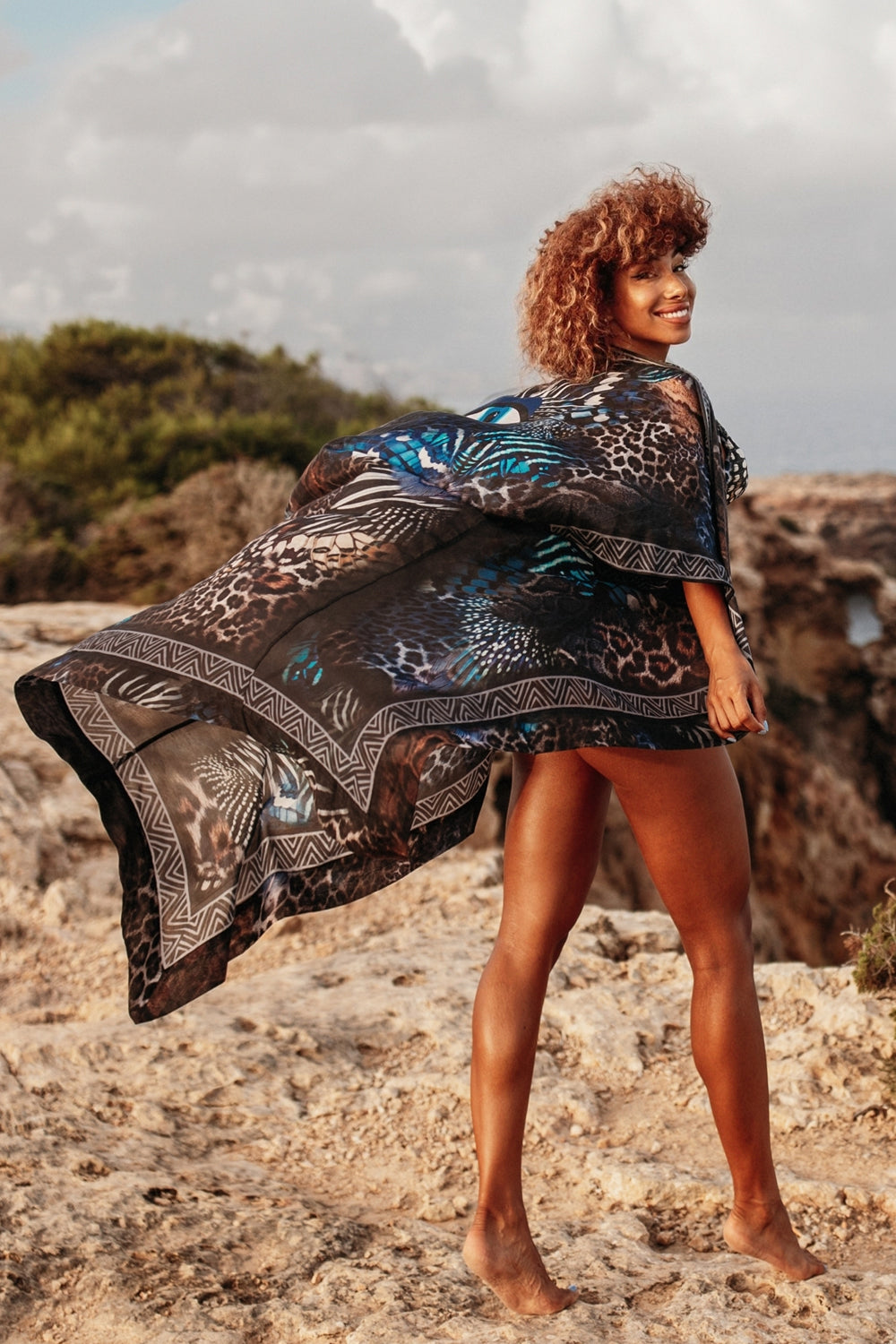 SILK COTTON KIMONO - LEO NEON DARK
