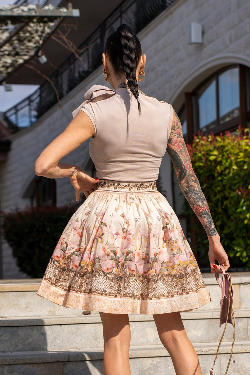 BLOUSE WITH ASYMMETRIC SHOULDER IN BEIGE - ESSENTIALS JIORO БЛУЗА С АСИМЕТРИЧНО РАМО В БЕЖОВО - ESSENTIALS JIORO