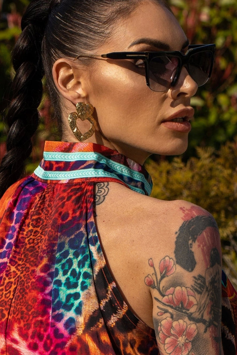 VISCOSE SATIN CROP TOP - LEO NEON WILD