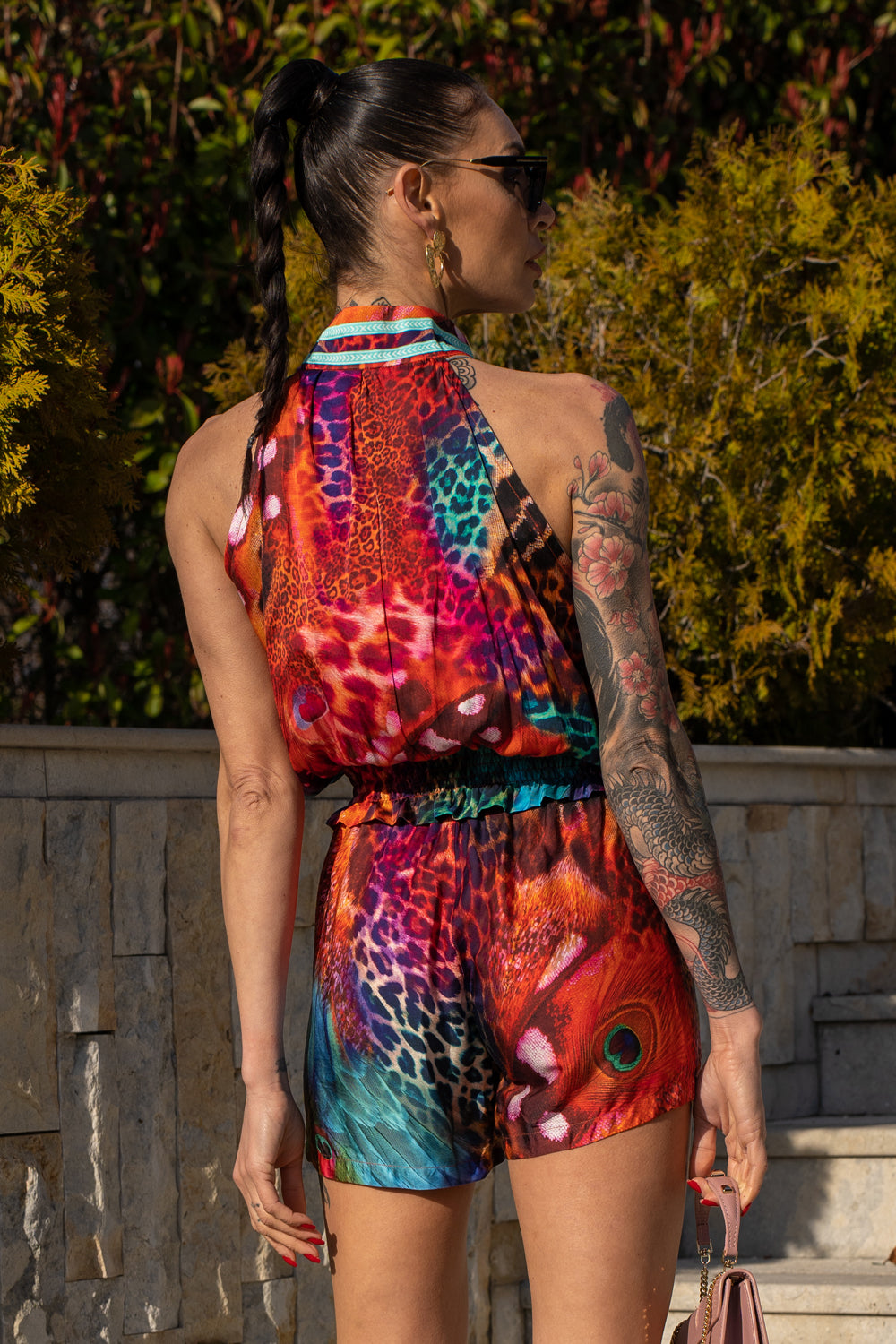 WOMEN'S SATIN VISCOSE SHORTS - LEO NEON WILD