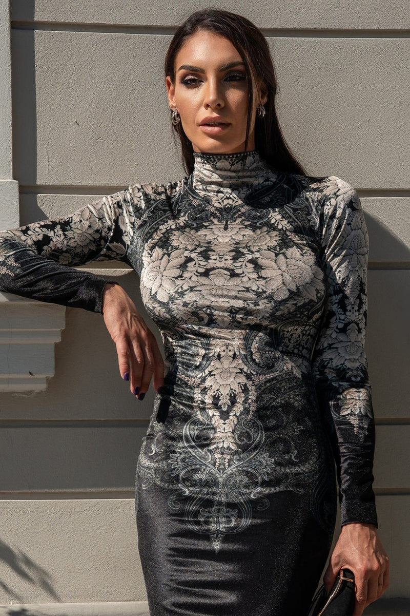 VELVET DRESS - FROZEN LOTUS JIORO ВТАЛЕНА РОКЛЯ ОТ КАДИФЕ - FROZEN LOTUS