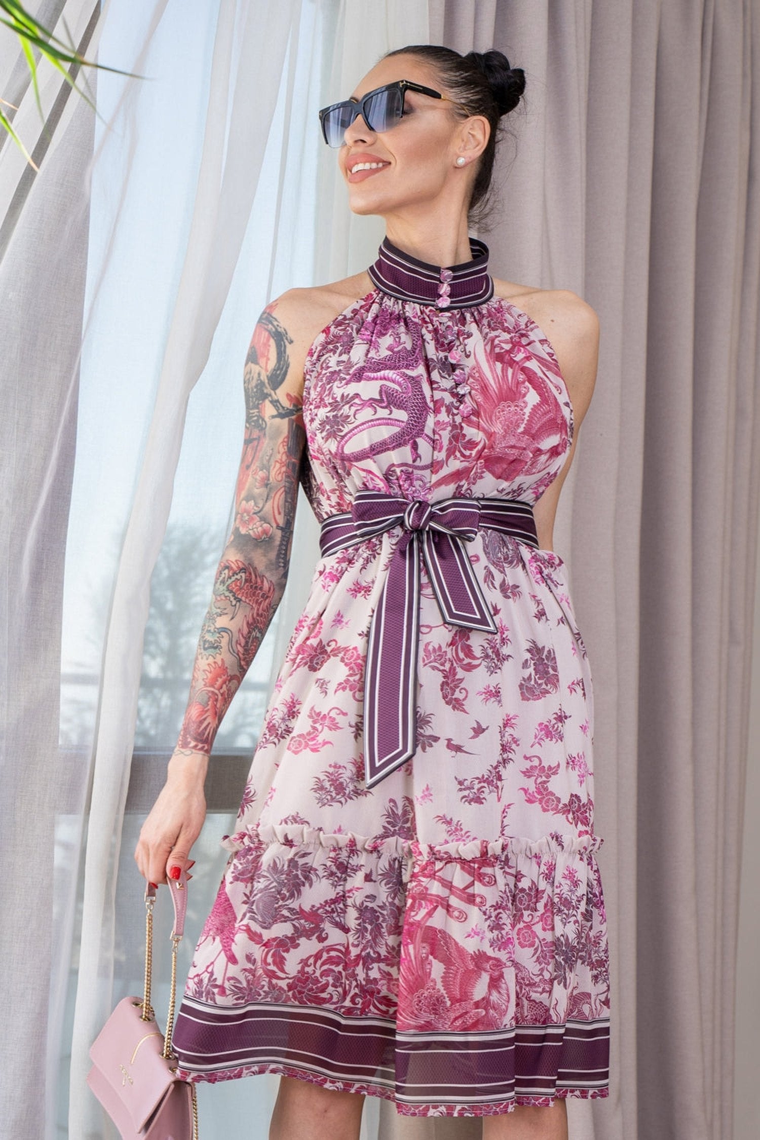ROBE SANS MANCHES EN CHIFFON - ASIA BORDEAUX