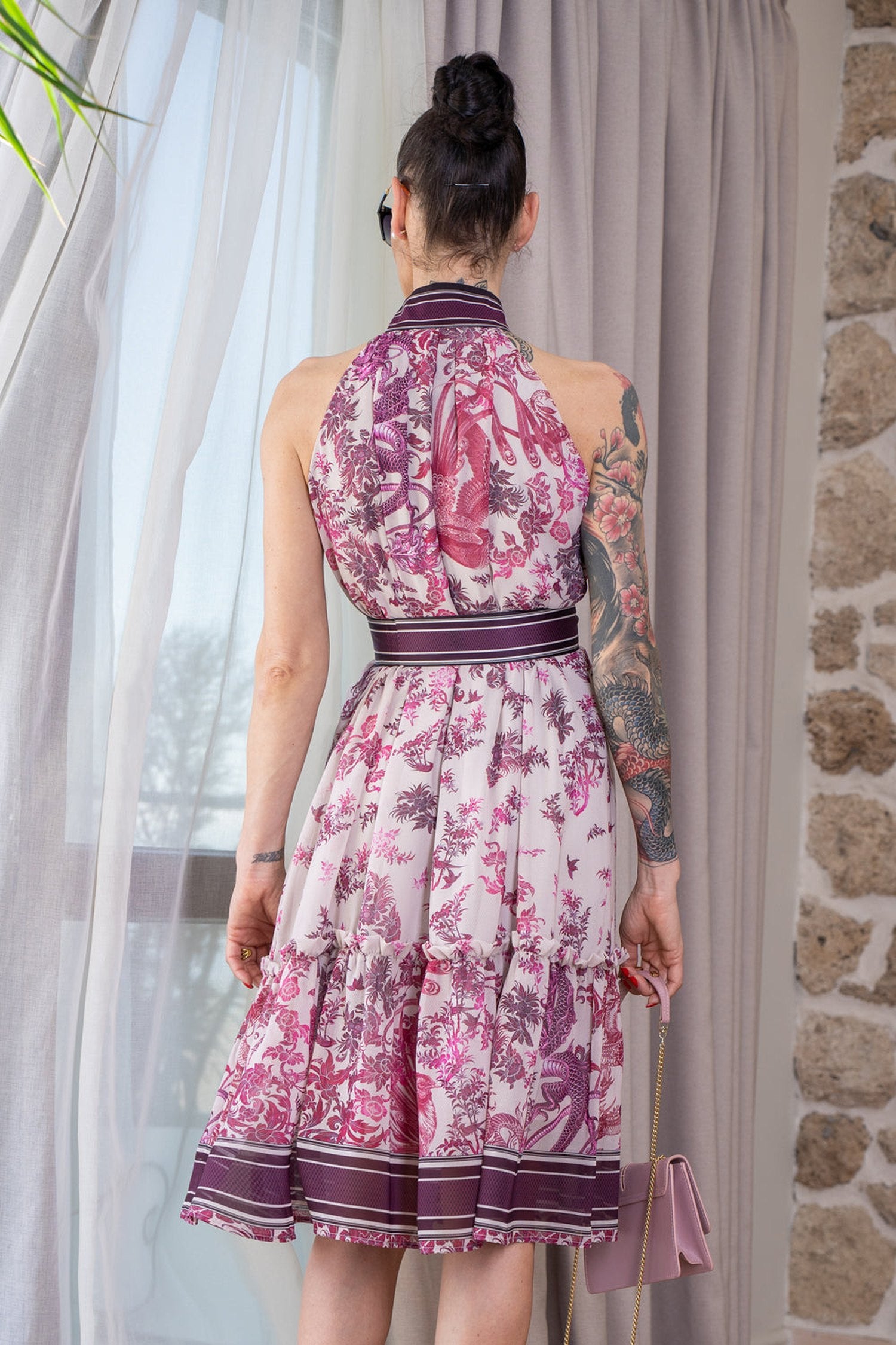 ROBE SANS MANCHES EN CHIFFON - ASIA BORDEAUX