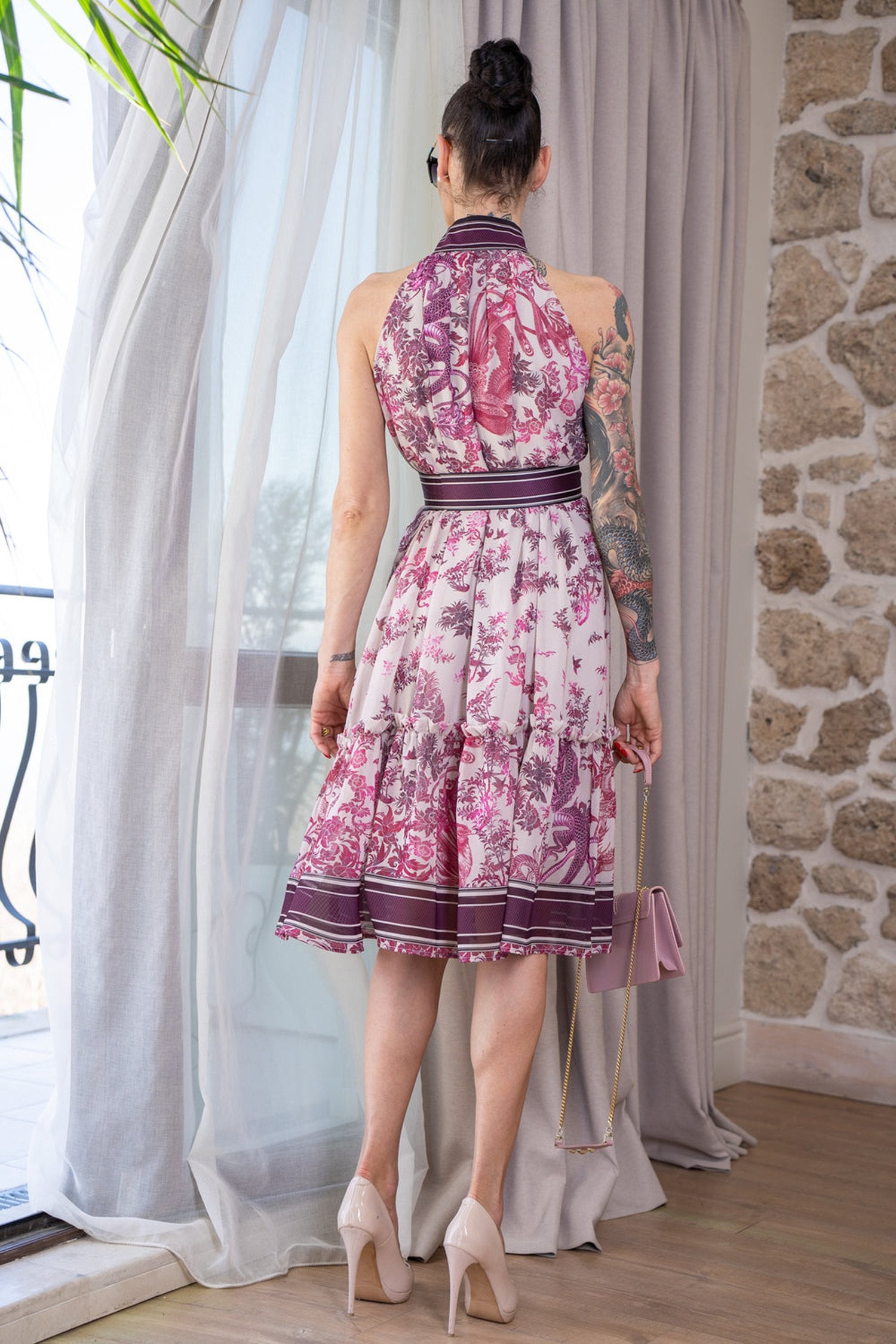 ROBE SANS MANCHES EN CHIFFON - ASIA BORDEAUX