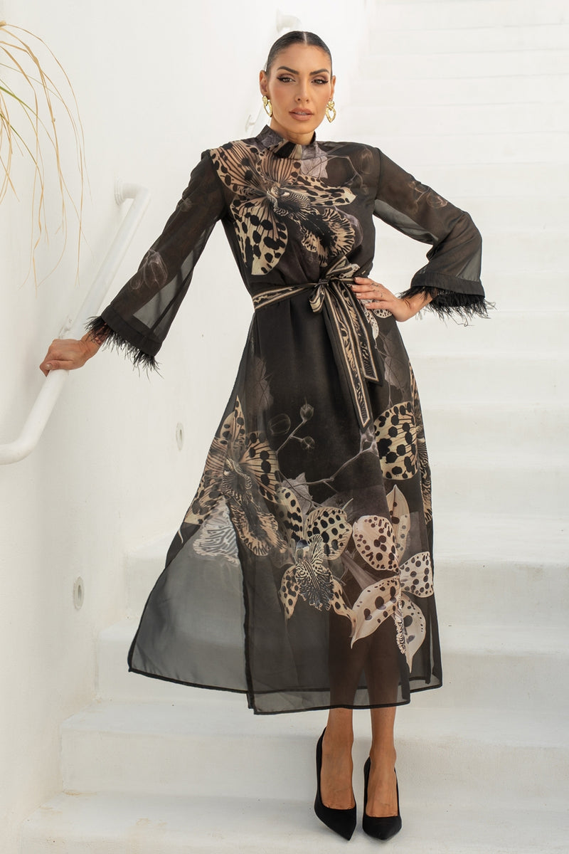 FRENCH CHIFFON CAFTAN DRESS - LEO ORCHID JIORO РОКЛЯ КАФТАН ОТ ФРЕНСКИ ШИФОН - LEO ORCHID JIORO