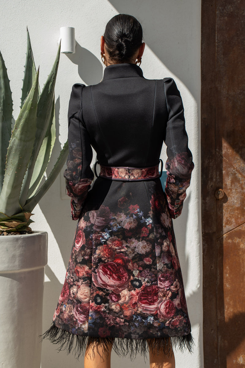 SCUBA NEOPREN COAT - VINTAGE FLOWERS JIORO ПАЛТО ОТ СКУБА НЕОПРЕН - VINTAGE FLOWERS JIORO