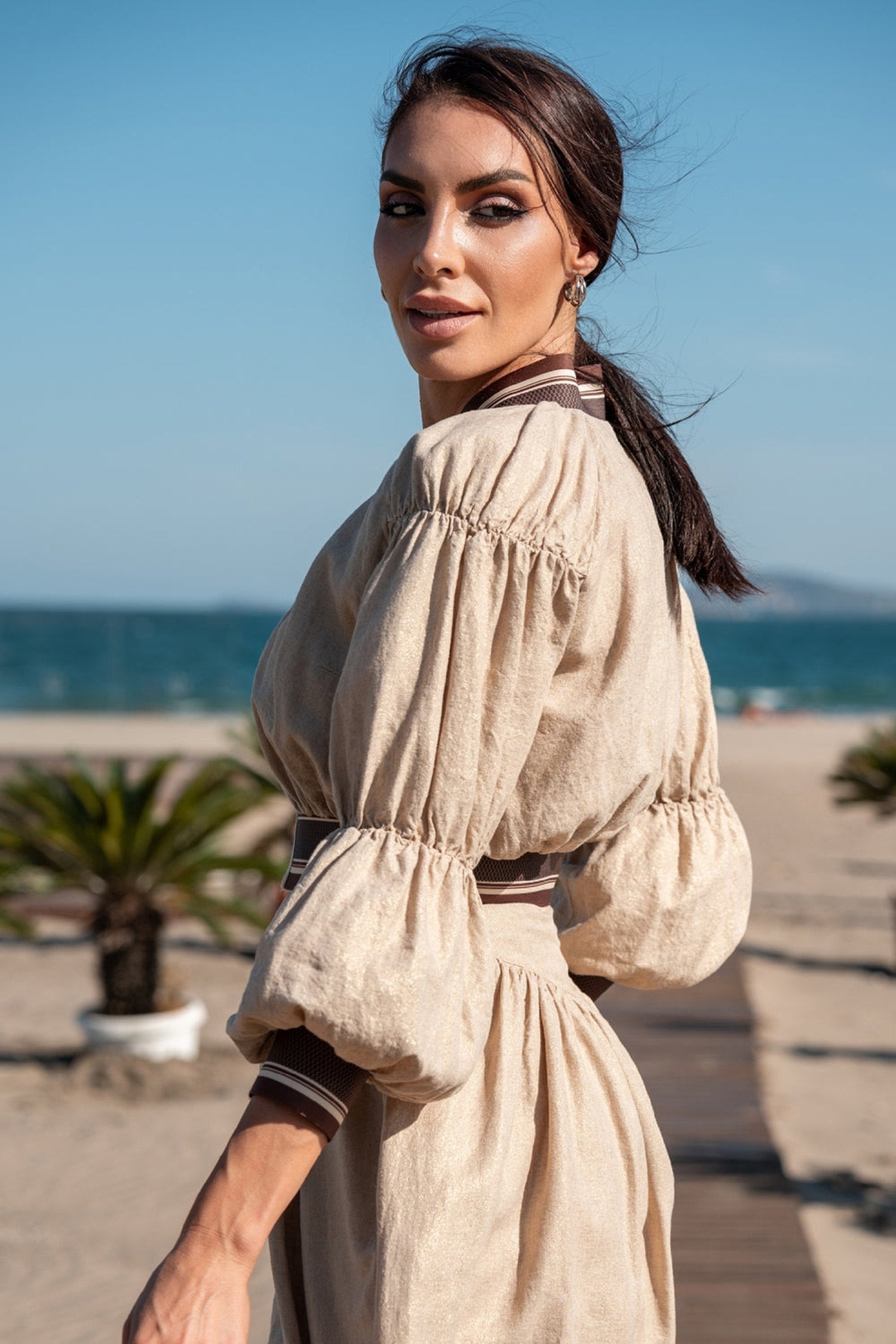 LINEN BOMBER JACKET - ESSENTIALS