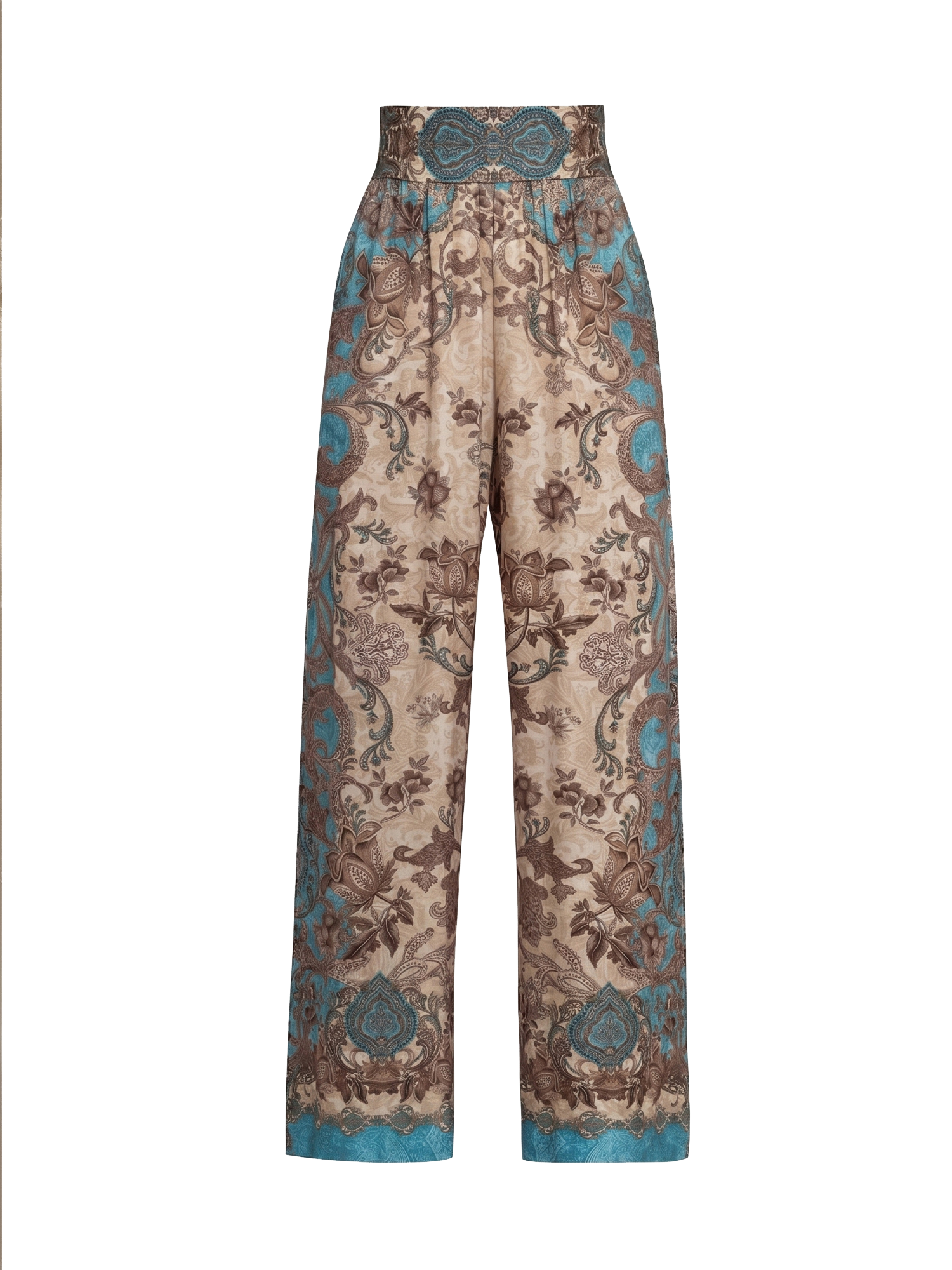 SATIN VISCOSE LOOSE FIT PANTS - PAISLEY SKY JIORO СВОБОДЕН ПАНТАЛОН ОТ ЛЪСКАВА ВИСКОЗА - PAISLEY SKY JIORO