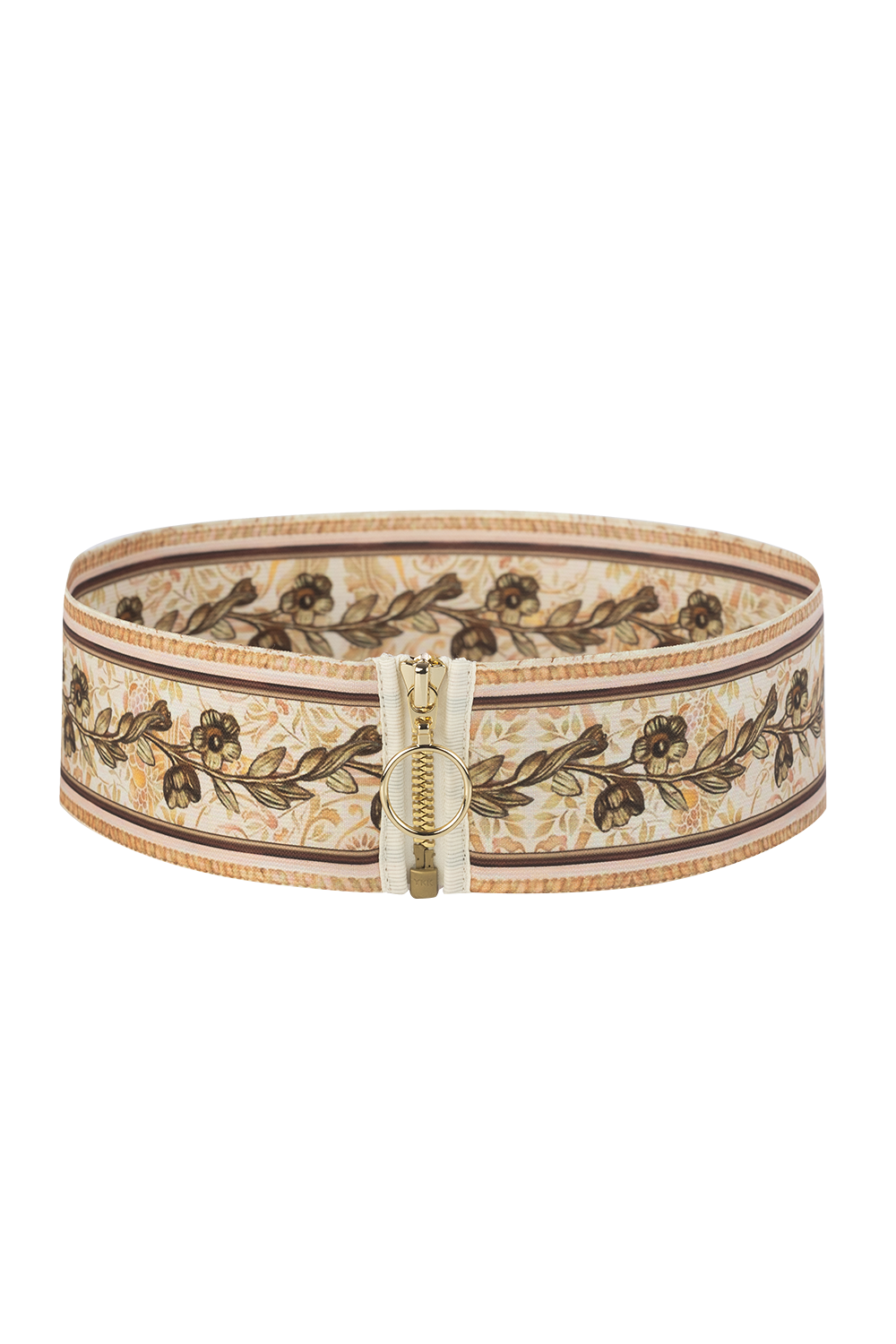 ELASTIC WIDE BELT WITH ZIPPER - BAROQUE FLOWERS