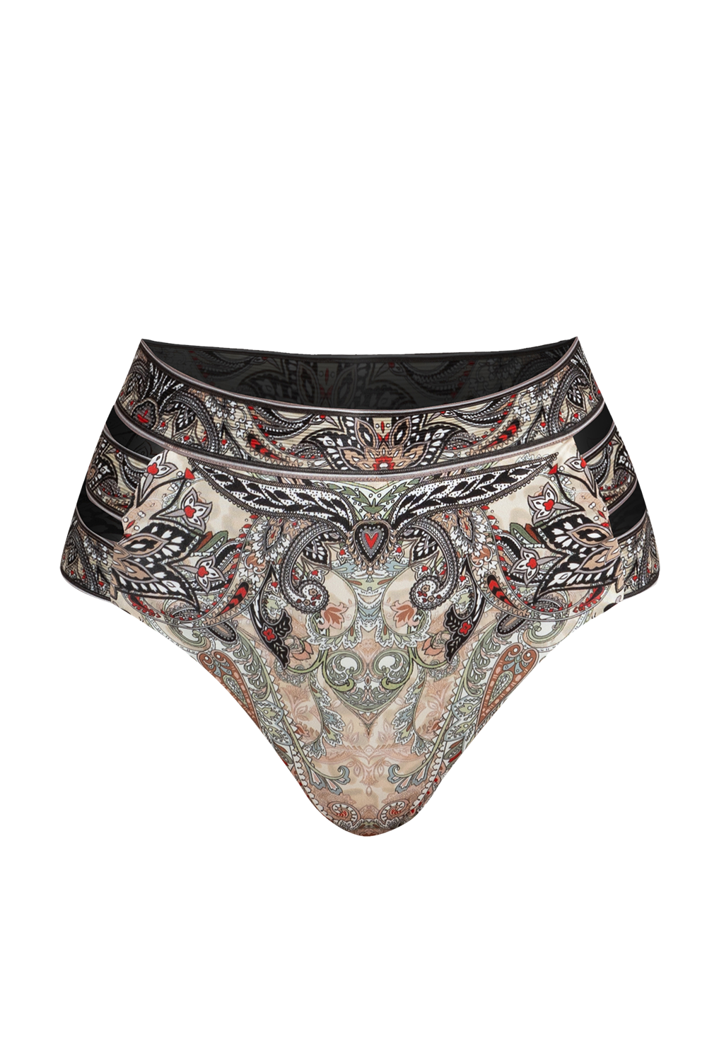 HIGH-WAISTED BIKINI BOTTOMS – PAISLEY BEIGE