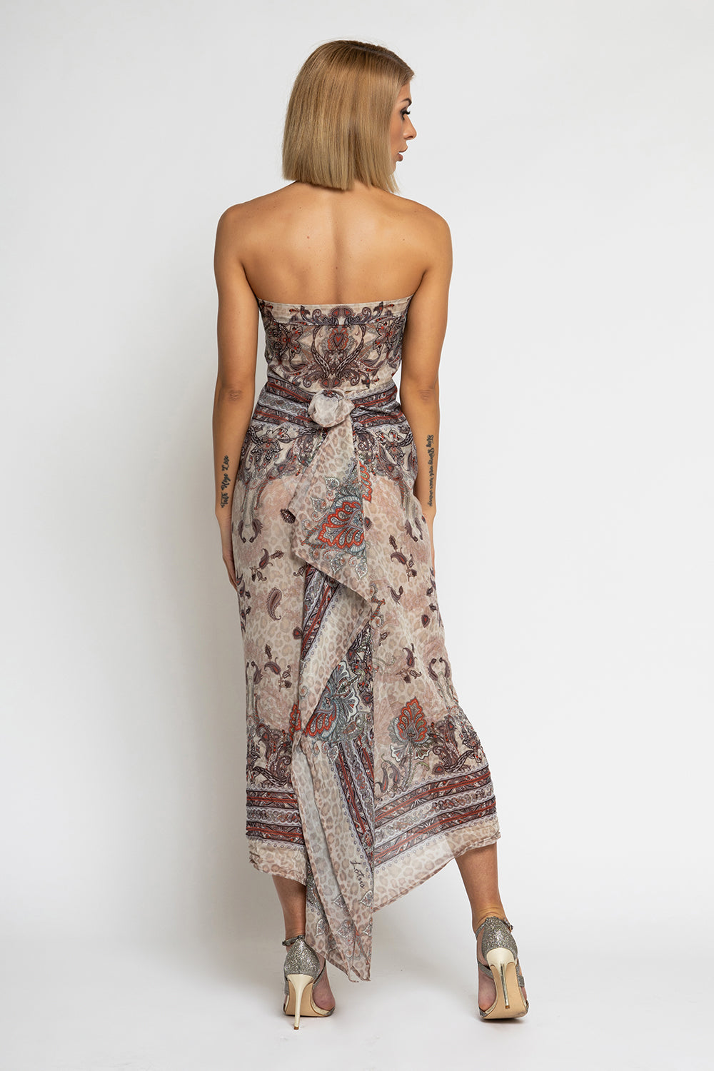 SILK VISCOSE SARONG & SCARF SET – PAISLEY BEIGE
