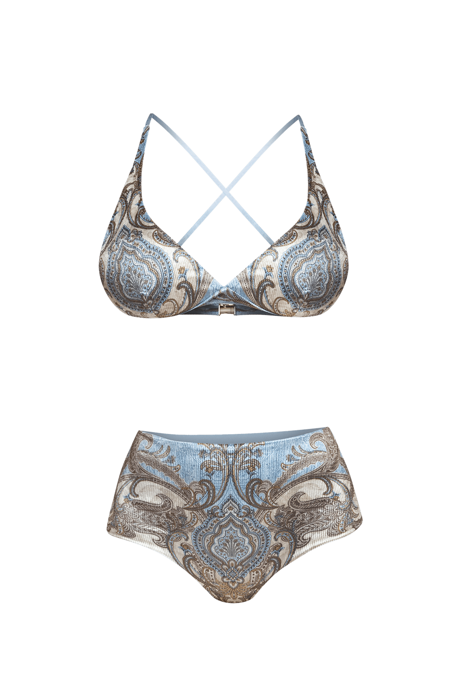 HIGH WAIST VELVET BRIEFS - PAISLEY SKY