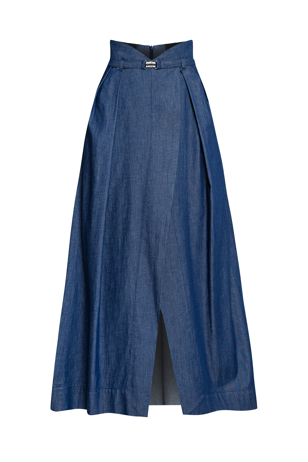 DENIM MAXI WRAP SKIRT WITH HIGH WAIST – ESSENTIALS