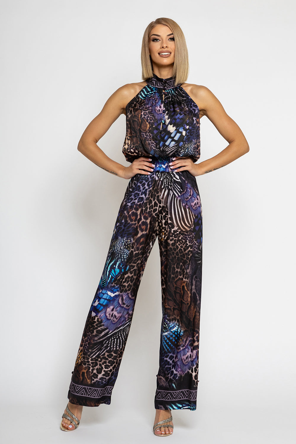 SATIN VISCOSE TOP - LEO NEON DARK