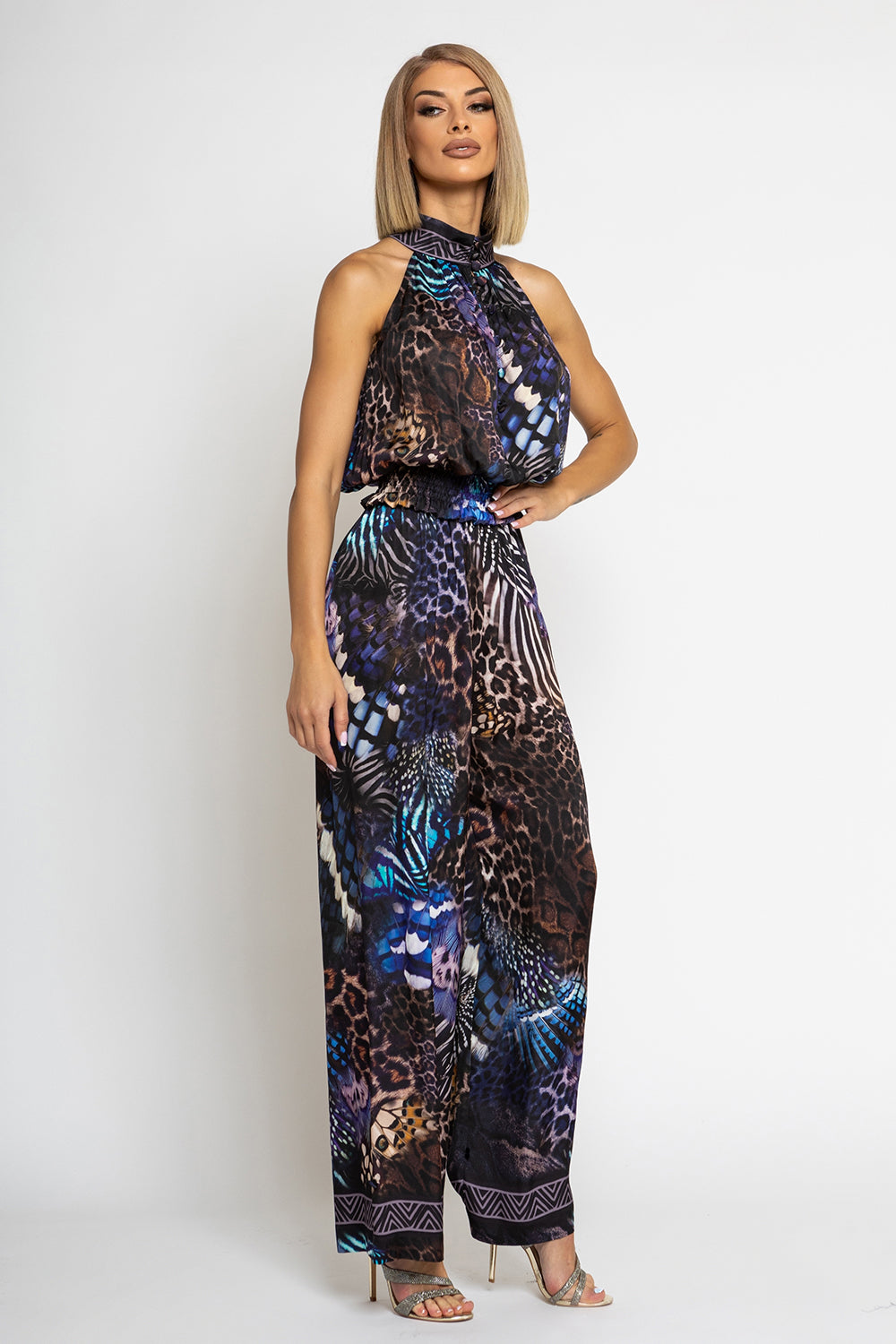SATIN VISCOSE TOP - LEO NEON DARK