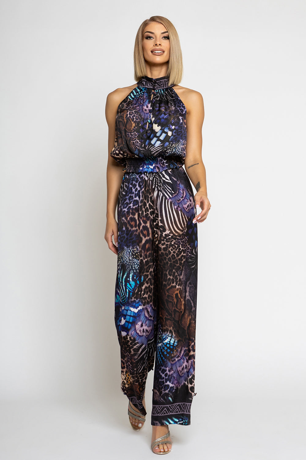 SATIN VISCOSE TOP - LEO NEON DARK