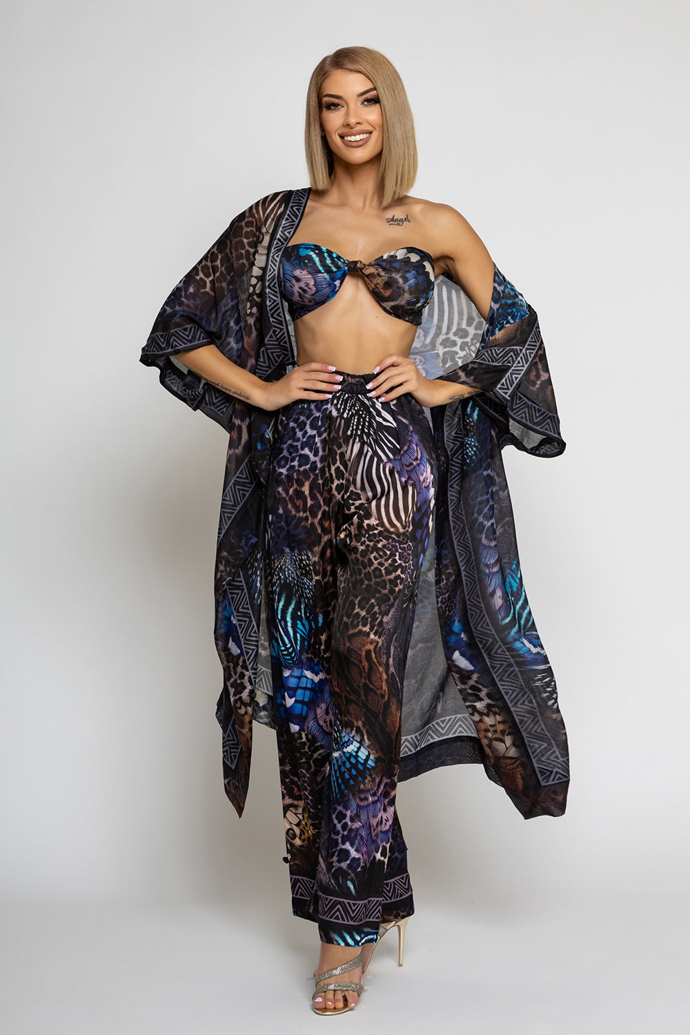 LOOSE FIT VISCOSE PANTS - LEO NEON DARK