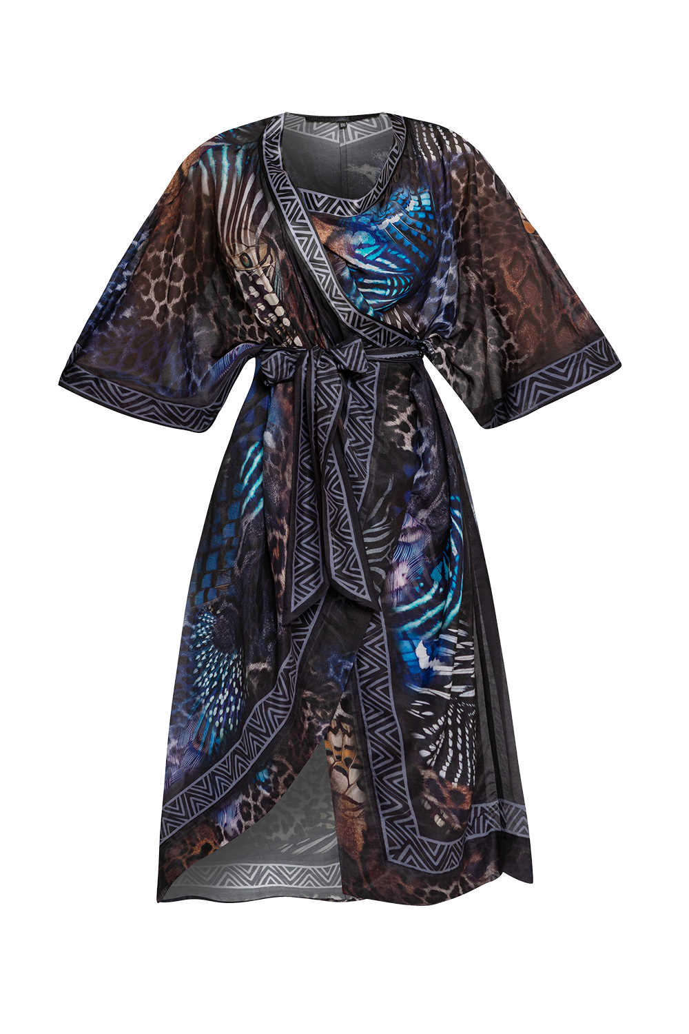 SILK COTTON KIMONO - LEO NEON DARK