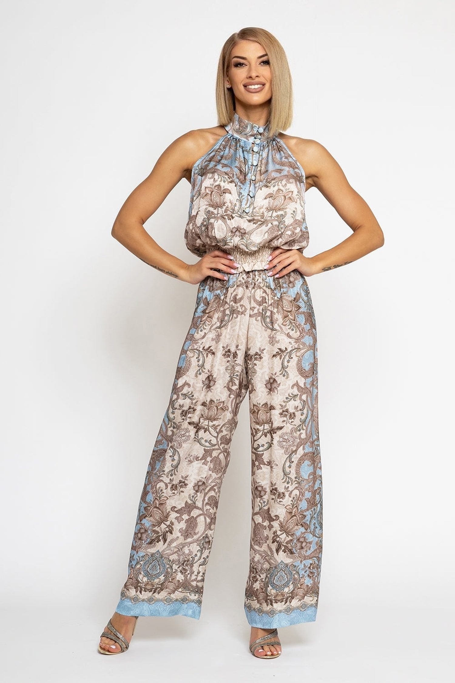 PANTALON AMPLE EN VISCOSE SATINÉE - CIEL PAISLEY