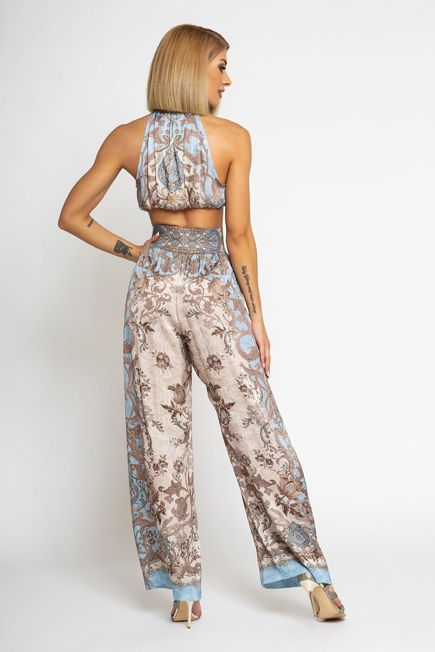 PANTALON AMPLE EN VISCOSE SATINÉE - CIEL PAISLEY