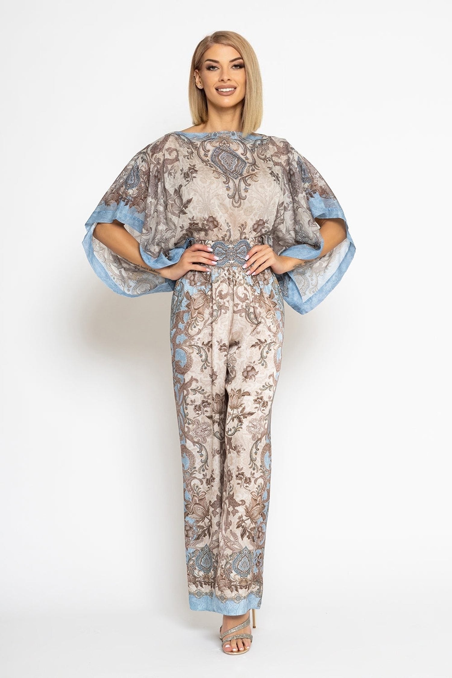 SILK COTTON LOOSE-FIT BLOUSE - PAISLEY SKY
