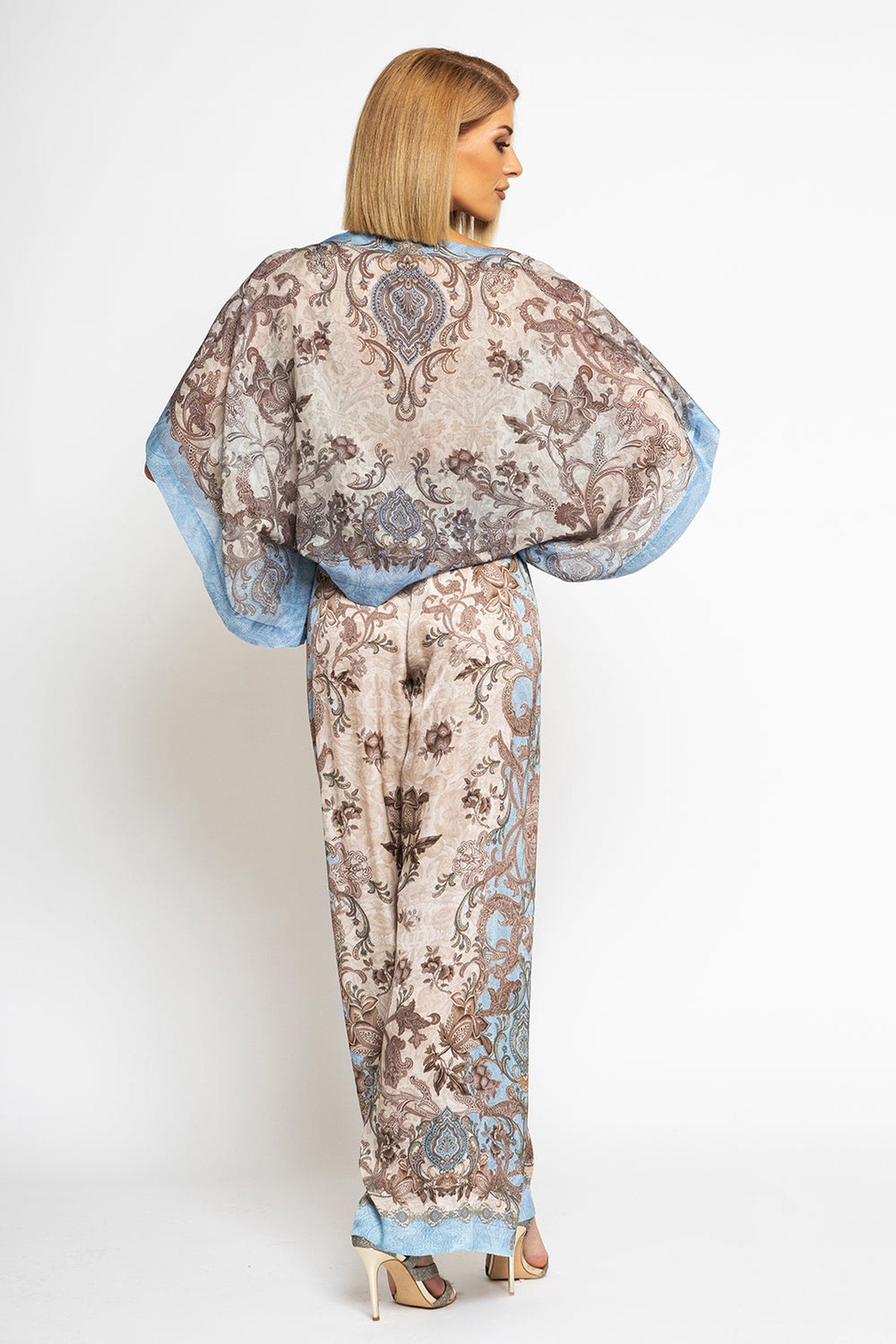 SILK COTTON LOOSE-FIT BLOUSE - PAISLEY SKY