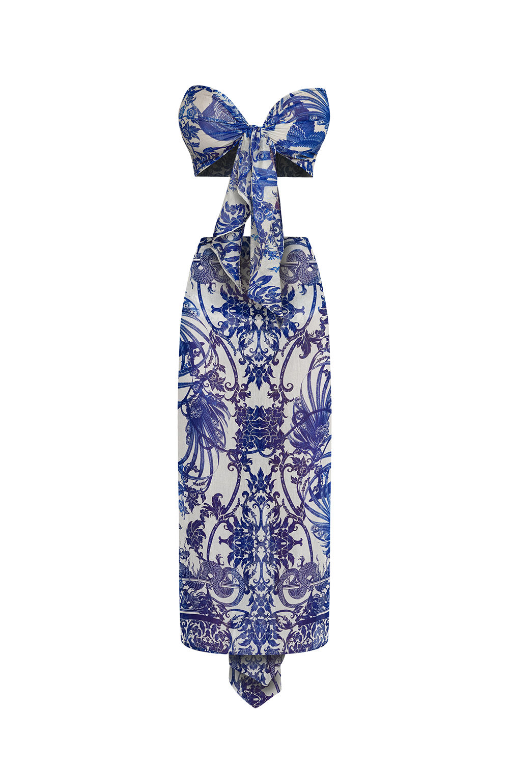 COTTON SILK PAREO AND SCARF SET - ASIA SKY