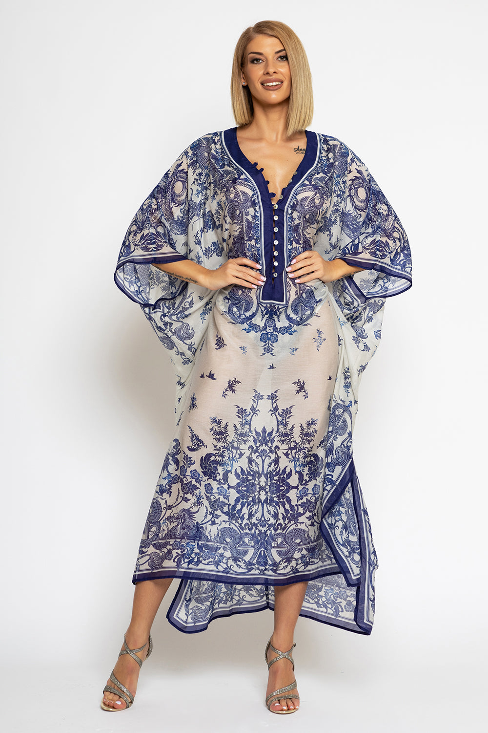 CHIFFON CAFTAN DRESS - ASIA SKY