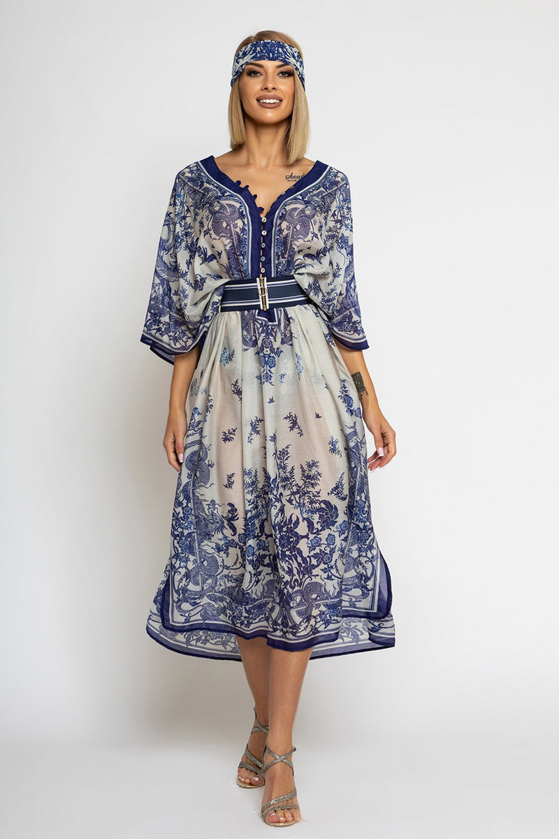 SILK COTTON CAFTAN - ASIA SKY