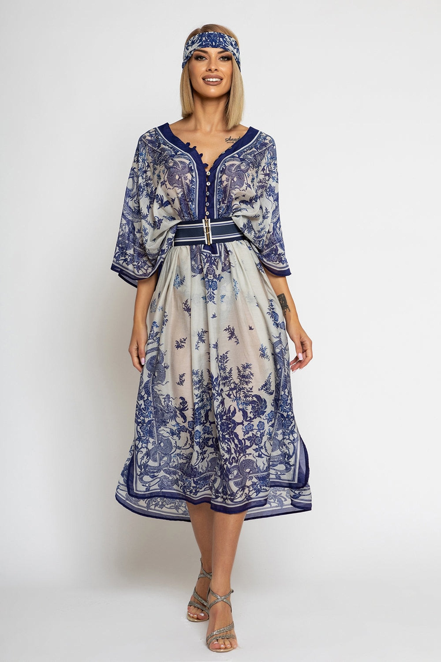 CHIFFON CAFTAN DRESS - ASIA SKY