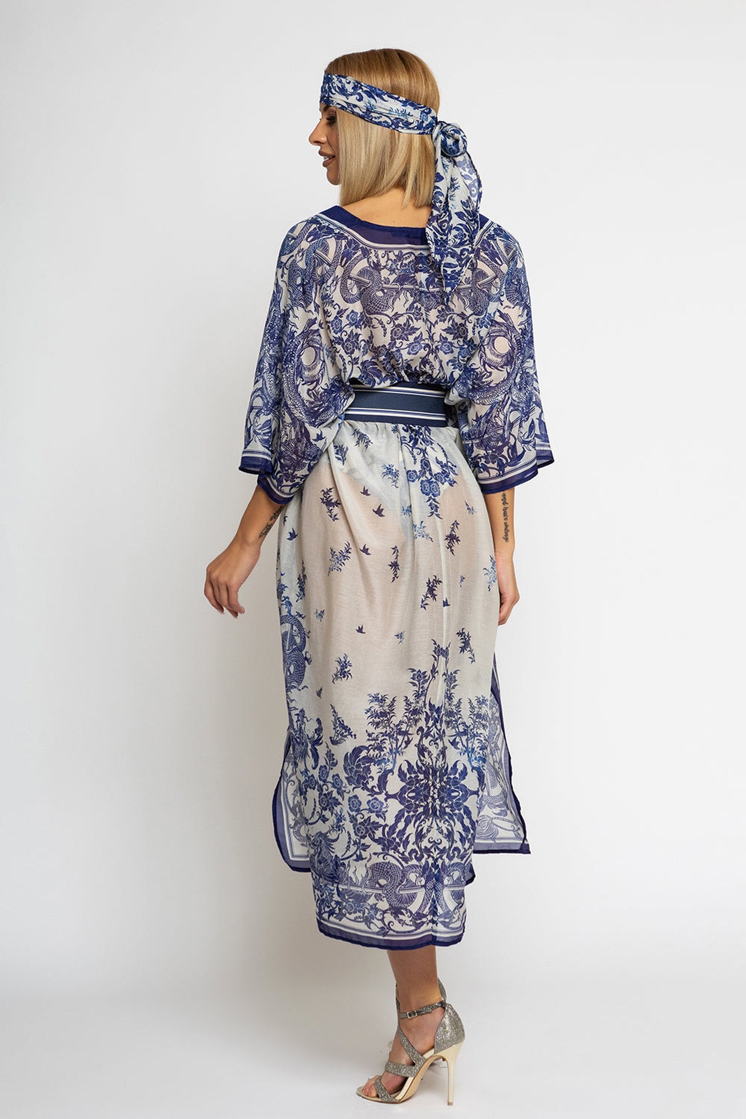 Caftan en coton de soie - Ciel d'Asie